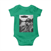 Dog Selfie With Alien UFO Baby Onesie Funny Fishing Golden Retriever Smoking Dog Lover - Wonder Print Shop