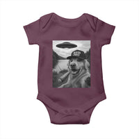 Dog Selfie With Alien UFO Baby Onesie Funny Fishing Golden Retriever Smoking Dog Lover - Wonder Print Shop