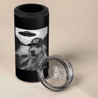 Dog Selfie With Alien UFO 4 in 1 Can Cooler Tumbler Funny Fishing Golden Retriever Smoking Dog Lover - Wonder Print Shop