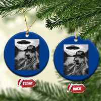Dog Selfie With Alien UFO Ceramic Ornament Funny Fishing Golden Retriever Smoking Dog Lover - Wonder Print Shop