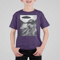 Dog Selfie With Alien UFO T Shirt For Kid Funny Fishing Golden Retriever Smoking Dog Lover - Wonder Print Shop