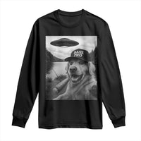 Dog Selfie With Alien UFO Long Sleeve Shirt Funny Fishing Golden Retriever Smoking Dog Lover - Wonder Print Shop