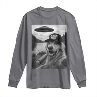 Dog Selfie With Alien UFO Long Sleeve Shirt Funny Fishing Golden Retriever Smoking Dog Lover - Wonder Print Shop