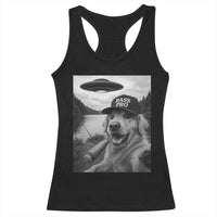 Dog Selfie With Alien UFO Racerback Tank Top Funny Fishing Golden Retriever Smoking Dog Lover - Wonder Print Shop