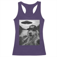 Dog Selfie With Alien UFO Racerback Tank Top Funny Fishing Golden Retriever Smoking Dog Lover - Wonder Print Shop
