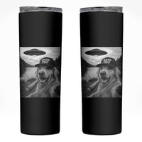 Dog Selfie With Alien UFO Skinny Tumbler Funny Fishing Golden Retriever Smoking Dog Lover - Wonder Print Shop