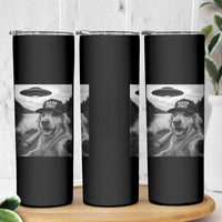 Dog Selfie With Alien UFO Skinny Tumbler Funny Fishing Golden Retriever Smoking Dog Lover - Wonder Print Shop