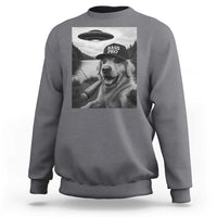Dog Selfie With Alien UFO Sweatshirt Funny Fishing Golden Retriever Smoking Dog Lover - Wonder Print Shop