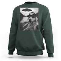 Dog Selfie With Alien UFO Sweatshirt Funny Fishing Golden Retriever Smoking Dog Lover - Wonder Print Shop