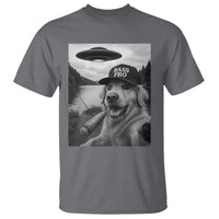 Dog Selfie With Alien UFO T Shirt Funny Fishing Golden Retriever Smoking Dog Lover - Wonder Print Shop