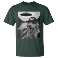 Dog Selfie With Alien UFO T Shirt Funny Fishing Golden Retriever Smoking Dog Lover - Wonder Print Shop