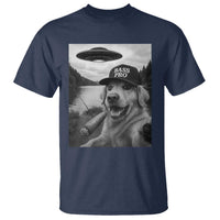 Dog Selfie With Alien UFO T Shirt Funny Fishing Golden Retriever Smoking Dog Lover - Wonder Print Shop