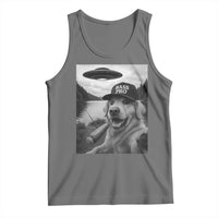 Dog Selfie With Alien UFO Tank Top Funny Fishing Golden Retriever Smoking Dog Lover - Wonder Print Shop