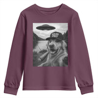 Dog Selfie With Alien UFO Youth Sweatshirt Funny Fishing Golden Retriever Smoking Dog Lover - Wonder Print Shop