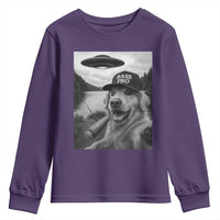 Dog Selfie With Alien UFO Youth Sweatshirt Funny Fishing Golden Retriever Smoking Dog Lover - Wonder Print Shop