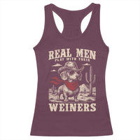 Funny Dachshund Cowboy Racerback Tank Top Real Men Play With Their Weiners - Wonder Print Shop