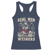 Funny Dachshund Cowboy Racerback Tank Top Real Men Play With Their Weiners - Wonder Print Shop