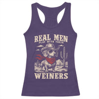 Funny Dachshund Cowboy Racerback Tank Top Real Men Play With Their Weiners - Wonder Print Shop