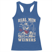 Funny Dachshund Cowboy Racerback Tank Top Real Men Play With Their Weiners - Wonder Print Shop