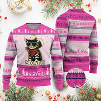 Vintage Cowboy Cat Ugly Christmas Sweater Retro 90s Western Country Rodeo Meowdy Partner - Wonder Print Shop
