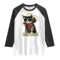 Vintage Cowboy Cat Raglan Shirt Retro 90s Western Country Rodeo Meowdy Partner - Wonder Print Shop