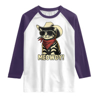 Vintage Cowboy Cat Raglan Shirt Retro 90s Western Country Rodeo Meowdy Partner - Wonder Print Shop