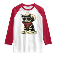 Vintage Cowboy Cat Raglan Shirt Retro 90s Western Country Rodeo Meowdy Partner - Wonder Print Shop