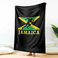 Jamaican Flag Track And Field Throw Blanket Retro Vintage Jamaica Runner Track Team - Wonder Print Shop