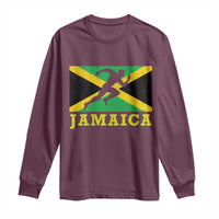 Jamaican Flag Track And Field Long Sleeve Shirt Retro Vintage Jamaica Runner Track Team - Wonder Print Shop