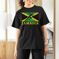 Jamaican Flag Track And Field T Shirt For Women Retro Vintage Jamaica Runner Track Team - Wonder Print Shop
