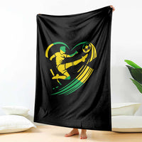 Jamaica Soccer Throw Blanket Jamaican Flag Reggae Football Caribbean Pride - Wonder Print Shop