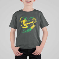 Jamaica Soccer T Shirt For Kid Jamaican Flag Reggae Football Caribbean Pride - Wonder Print Shop