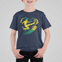 Jamaica Soccer T Shirt For Kid Jamaican Flag Reggae Football Caribbean Pride - Wonder Print Shop