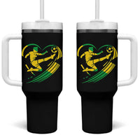 Jamaica Soccer Tumbler With Handle Jamaican Flag Reggae Football Caribbean Pride - Wonder Print Shop