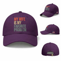 My Wife Is My Favorite Problem Funny Baseball Cap Retro 70s Husband Graphic