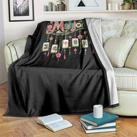 Funny Mahjong Lovers Throw Blanket Funny Mahjong Lovers Chinese Game Floral Vintage Aesthetic Graphic