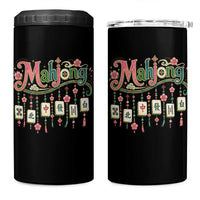 Funny Mahjong Lovers 4 in 1 Can Cooler Tumbler Funny Mahjong Lovers Chinese Game Floral Vintage Aesthetic Graphic