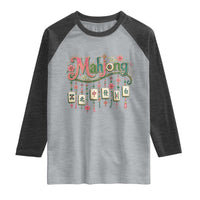 Funny Mahjong Lovers Raglan Shirt Funny Mahjong Lovers Chinese Game Floral Vintage Aesthetic Graphic