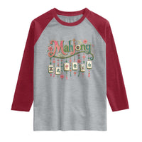 Funny Mahjong Lovers Raglan Shirt Funny Mahjong Lovers Chinese Game Floral Vintage Aesthetic Graphic