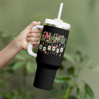 Funny Mahjong Lovers Tumbler With Handle Funny Mahjong Lovers Chinese Game Floral Vintage Aesthetic Graphic
