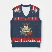 Halloween Ghost Playing Mahjong Spooky Boo Funny Costume V-Neck Knit Sweater Vest Mahjong Lover Gift