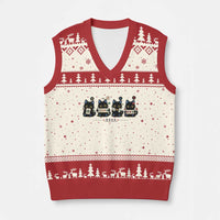 Black Cat Mahjong Lover Cute Graphic V-Neck Knit Sweater Vest