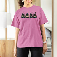 Black Cat Mahjong Lover Cute Graphic T Shirt For Women