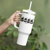 Black Cat Mahjong Lover Cute Graphic Tumbler With Handle