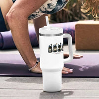 Black Cat Mahjong Lover Cute Graphic Tumbler With Handle