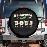 Its Mahjong Time Spare Tire Cover Funny Cartoon Mahjong Tiles Gathering Game Night