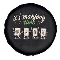 Its Mahjong Time Spare Tire Cover Funny Cartoon Mahjong Tiles Gathering Game Night