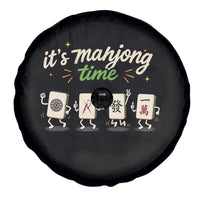 Its Mahjong Time Spare Tire Cover Funny Cartoon Mahjong Tiles Gathering Game Night