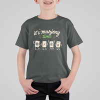 Its Mahjong Time T Shirt For Kid Funny Cartoon Mahjong Tiles Gathering Game Night
