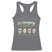 Its Mahjong Time Racerback Tank Top Funny Cartoon Mahjong Tiles Gathering Game Night